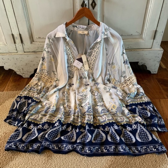 Boho Long Sleeve Floral Print Tunic Dress - Picture 4 of 7